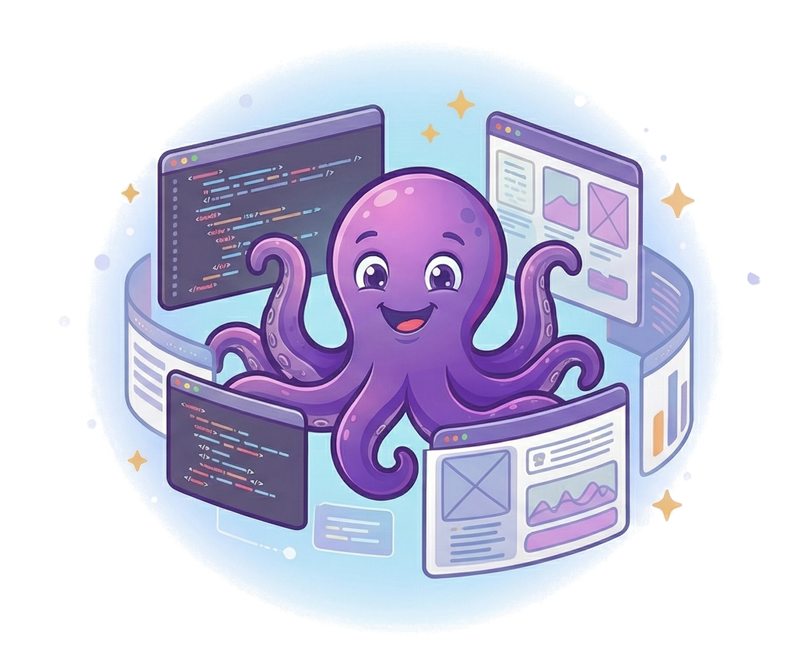 Kranblur – pulpo con pantallas de desarrollo
